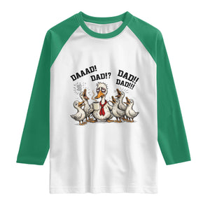 Funny Duck Dad Daaad Dad Dad Raglan Shirt Tired Dad Life Fathers Day Graphic TS12 White Kelly Green Print Your Wear