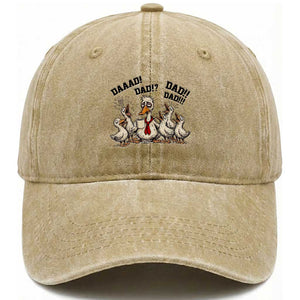 Funny Duck Dad Daaad Dad Dad Washed Cotton Baseball Cap Tired Dad Life Fathers Day Graphic TS12 Print Your Wear