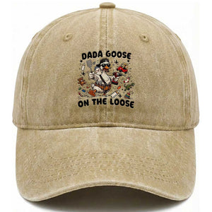 Dada Goose On The Loose Washed Cotton Baseball Cap Funny Fatherhood Humor Gift TS12 Print Your Wear