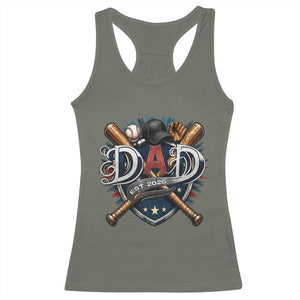 Baseball Dad Est 2026 Racerback Tank Top New Dad Father's Day Gift TS12 Military Green Print Your Wear