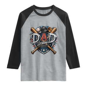 Baseball Dad Est 2026 Raglan Shirt New Dad Father's Day Gift TS12 Heather Gray Black Print Your Wear