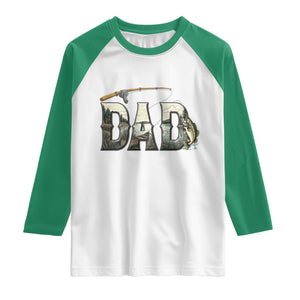 Fishing Dad Raglan Shirt Funny Angler Fathers Day Gift TS12 White Kelly Green Print Your Wear