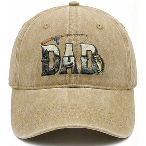 Fishing Dad Washed Cotton Baseball Cap Funny Angler Fathers Day Gift TS12 Print Your Wear