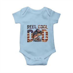 Patriotic Reel Cool Dad Baby Onesie American Flag Fishing Fathers Day Gift TS12 Light Blue Print Your Wear