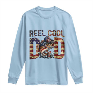 Patriotic Reel Cool Dad Long Sleeve Shirt American Flag Fishing Fathers Day Gift TS12 Light Blue Print Your Wear