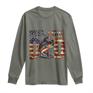 Patriotic Reel Cool Dad Long Sleeve Shirt American Flag Fishing Fathers Day Gift TS12 Military Green Print Your Wear