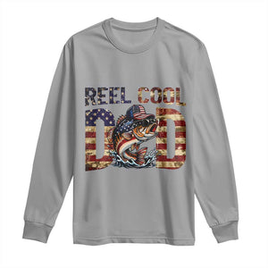 Patriotic Reel Cool Dad Long Sleeve Shirt American Flag Fishing Fathers Day Gift TS12 Sport Gray Print Your Wear