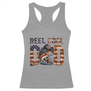 Patriotic Reel Cool Dad Racerback Tank Top American Flag Fishing Fathers Day Gift TS12 Sport Gray Print Your Wear