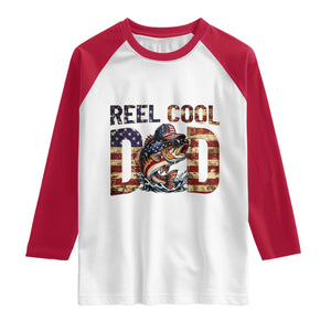 Patriotic Reel Cool Dad Raglan Shirt American Flag Fishing Fathers Day Gift TS12 White Red Print Your Wear