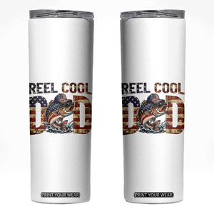 Patriotic Reel Cool Dad Skinny Tumbler American Flag Fishing Fathers Day Gift TS12 White Print Your Wear
