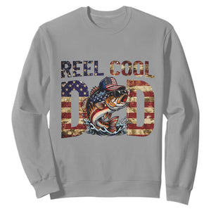 Patriotic Reel Cool Dad Sweatshirt American Flag Fishing Fathers Day Gift TS12 Sport Gray Print Your Wear