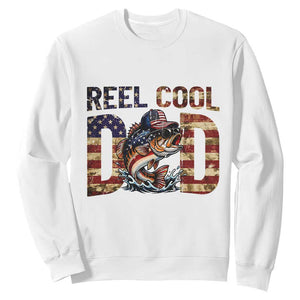 Patriotic Reel Cool Dad Sweatshirt American Flag Fishing Fathers Day Gift TS12 White Print Your Wear