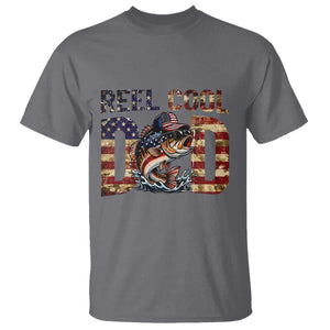 Patriotic Reel Cool Dad T Shirt American Flag Fishing Fathers Day Gift TS12 Charcoal Print Your Wear