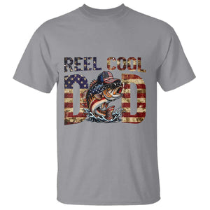 Patriotic Reel Cool Dad T Shirt American Flag Fishing Fathers Day Gift TS12 Sport Gray Print Your Wear