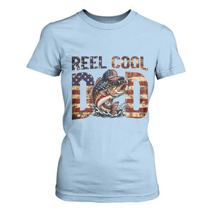 Patriotic Reel Cool Dad T Shirt For Women American Flag Fishing Fathers Day Gift TS12 Light Blue Print Your Wear