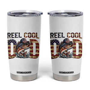 Patriotic Reel Cool Dad Tumbler Cup American Flag Fishing Fathers Day Gift TS12 White Print Your Wear