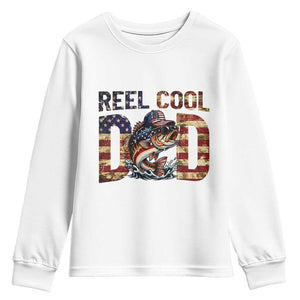 Patriotic Reel Cool Dad Youth Sweatshirt American Flag Fishing Fathers Day Gift TS12 White Print Your Wear