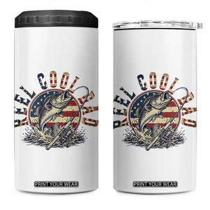 Reel Cool Dad Graphic 4 in 1 Can Cooler Tumbler 4th Of July Fishing Patriotic Dad TS12 One Size: 16 oz White Print Your Wear