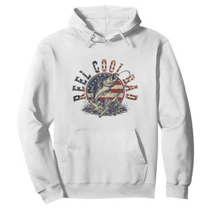 Reel Cool Dad Graphic Hoodie 4th Of July Fishing Patriotic Dad TS12 White Print Your Wear