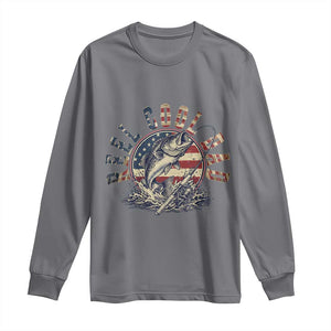 Reel Cool Dad Graphic Long Sleeve Shirt 4th Of July Fishing Patriotic Dad TS12 Charcoal Print Your Wear