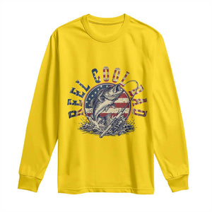 Reel Cool Dad Graphic Long Sleeve Shirt 4th Of July Fishing Patriotic Dad TS12 Daisy Print Your Wear