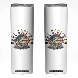 Reel Cool Dad Graphic Skinny Tumbler 4th Of July Fishing Patriotic Dad TS12 White Print Your Wear