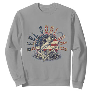 Reel Cool Dad Graphic Sweatshirt 4th Of July Fishing Patriotic Dad TS12 Sport Gray Print Your Wear