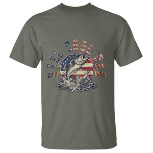 Reel Cool Dad Graphic T Shirt 4th Of July Fishing Patriotic Dad TS12 Military Green Print Your Wear
