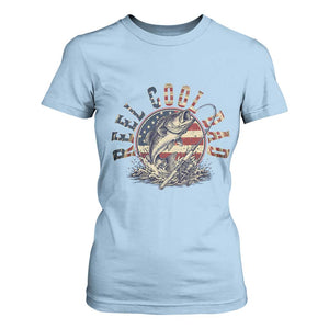 Reel Cool Dad Graphic T Shirt For Women 4th Of July Fishing Patriotic Dad TS12 Light Blue Print Your Wear