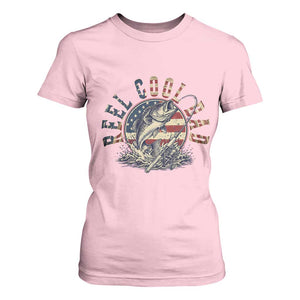 Reel Cool Dad Graphic T Shirt For Women 4th Of July Fishing Patriotic Dad TS12 Light Pink Print Your Wear
