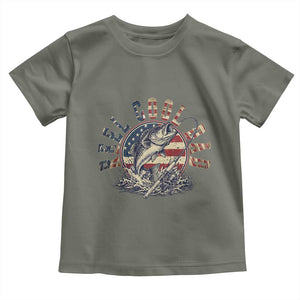 Reel Cool Dad Graphic Toddler T Shirt 4th Of July Fishing Patriotic Dad TS12 Military Green Print Your Wear