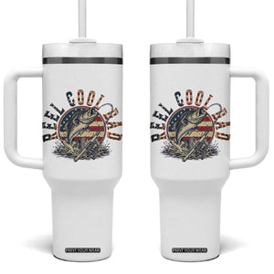 Reel Cool Dad Graphic Tumbler With Handle 4th Of July Fishing Patriotic Dad TS12 One Size: 40 oz White Print Your Wear