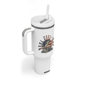 Reel Cool Dad Graphic Tumbler With Handle 4th Of July Fishing Patriotic Dad TS12 Print Your Wear