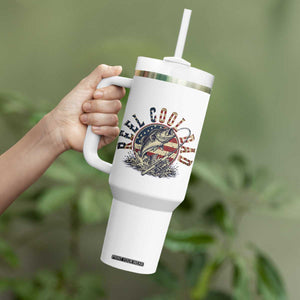Reel Cool Dad Graphic Tumbler With Handle 4th Of July Fishing Patriotic Dad TS12 Print Your Wear