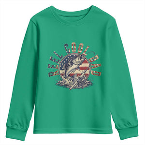 Reel Cool Dad Graphic Youth Sweatshirt 4th Of July Fishing Patriotic Dad TS12 Irish Green Print Your Wear