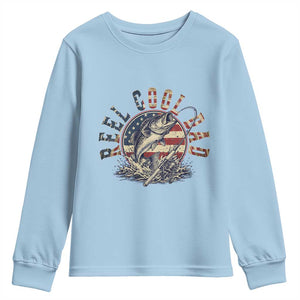 Reel Cool Dad Graphic Youth Sweatshirt 4th Of July Fishing Patriotic Dad TS12 Light Blue Print Your Wear