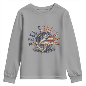 Reel Cool Dad Graphic Youth Sweatshirt 4th Of July Fishing Patriotic Dad TS12 Sport Gray Print Your Wear