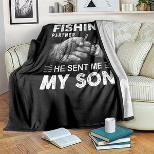 Father And Son Fishing Throw Blanket Asked God For A Fishing Partner Graphic TS12 Print Your Wear