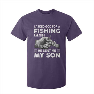 Father And Son Fishing T Shirt For Kid Asked God For A Fishing Partner Graphic TS12 Purple Print Your Wear
