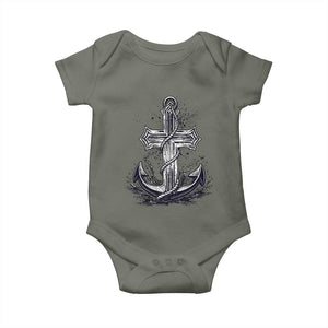 Faith Family Fishing Jesus Cross Anchor Baby Onesie Funny Christian Fisherman TS12 Military Green Print Your Wear