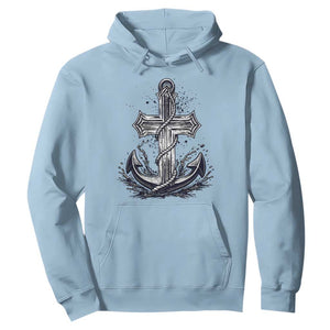 Faith Family Fishing Jesus Cross Anchor Hoodie Funny Christian Fisherman TS12 Light Blue Print Your Wear