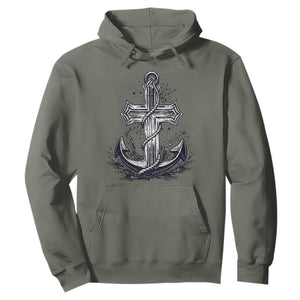 Faith Family Fishing Jesus Cross Anchor Hoodie Funny Christian Fisherman TS12 Military Green Print Your Wear
