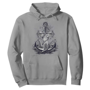 Faith Family Fishing Jesus Cross Anchor Hoodie Funny Christian Fisherman TS12 Sport Gray Print Your Wear