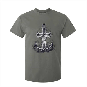 Faith Family Fishing Jesus Cross Anchor T Shirt For Kid Funny Christian Fisherman TS12 Military Green Print Your Wear