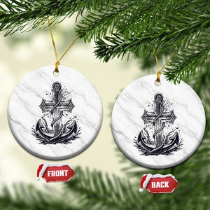 Faith Family Fishing Jesus Cross Anchor Ceramic Ornament Funny Christian Fisherman TS12 1pc White Marble Print Your Wear