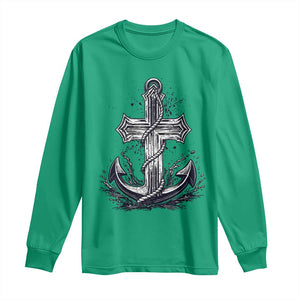 Faith Family Fishing Jesus Cross Anchor Long Sleeve Shirt Funny Christian Fisherman TS12 Irish Green Print Your Wear