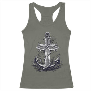 Faith Family Fishing Jesus Cross Anchor Racerback Tank Top Funny Christian Fisherman TS12 Military Green Print Your Wear