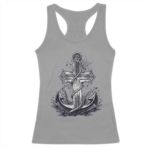 Faith Family Fishing Jesus Cross Anchor Racerback Tank Top Funny Christian Fisherman TS12 Sport Gray Print Your Wear