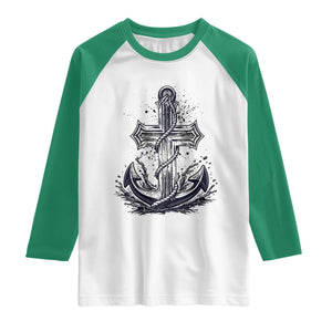 Faith Family Fishing Jesus Cross Anchor Raglan Shirt Funny Christian Fisherman TS12 White Kelly Green Print Your Wear