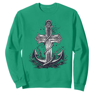 Faith Family Fishing Jesus Cross Anchor Sweatshirt Funny Christian Fisherman TS12 Irish Green Print Your Wear